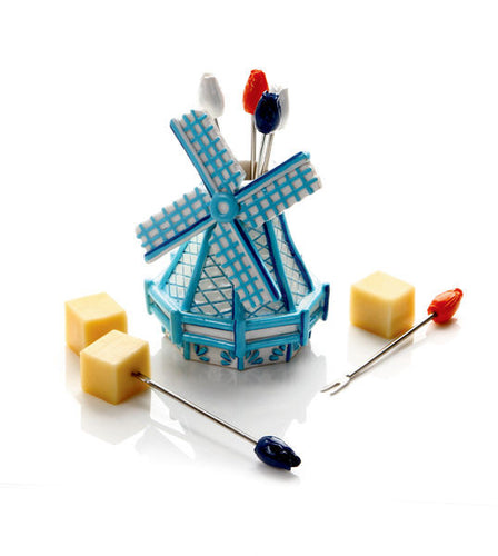 Party Pic Set Wind Mill Delft Blue (6 pcs)